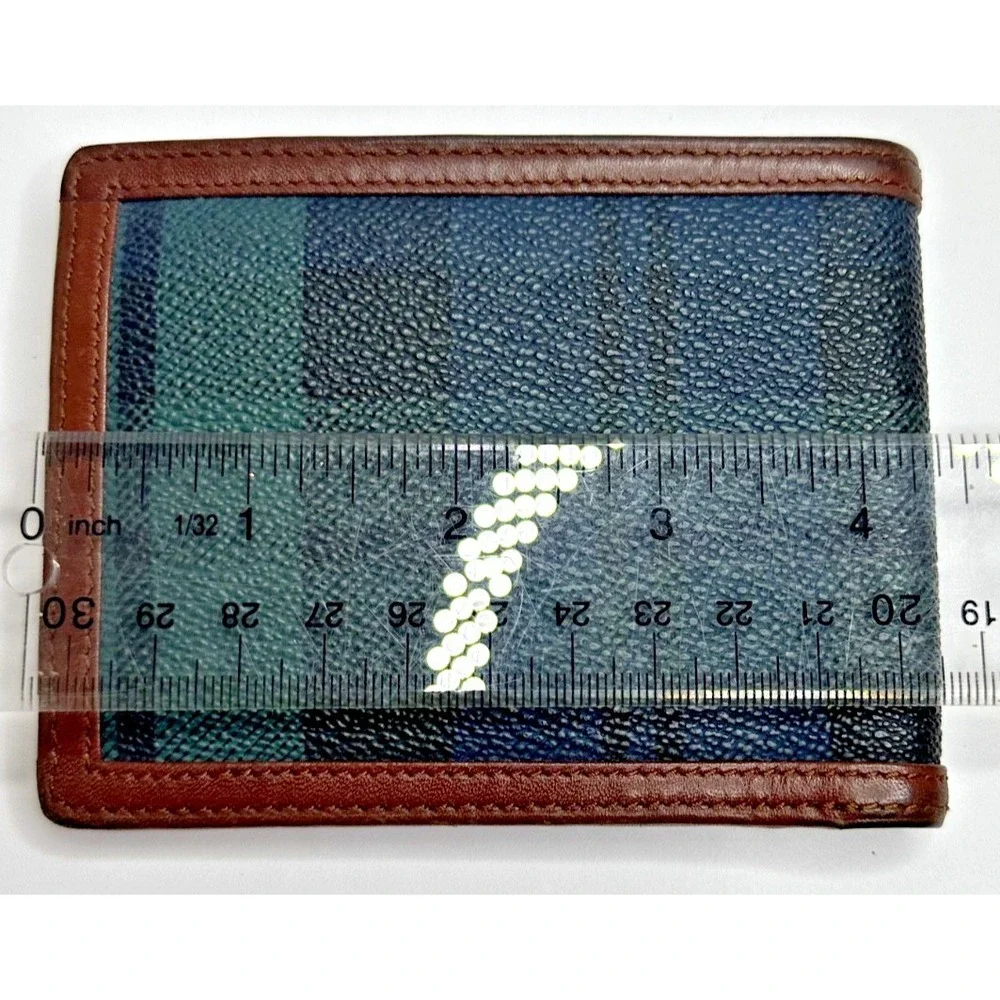 Ralph Lauren Polo Bifold Wallet Hunter Plaid Brown Leather Coin Pocket 90s